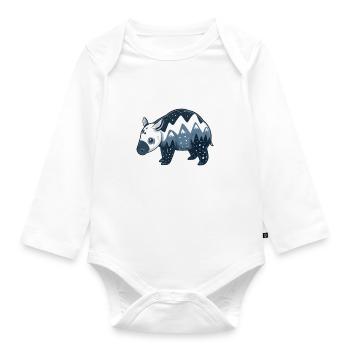 Cute Mountain Tapir Illustration - Adorable Animal - Organic Longsleeve Baby Bodysuit - white - Front