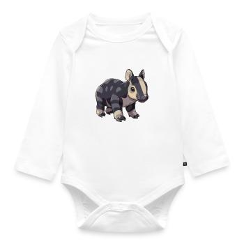 Cute Mountain Tapir Illustration - Adorable Animal - Organic Longsleeve Baby Bodysuit - white - Front
