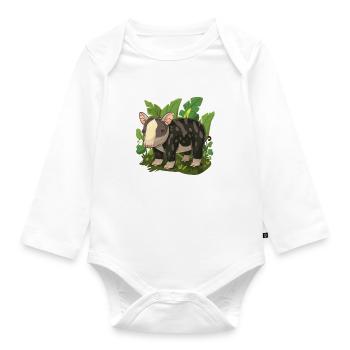 Cute Mountain Tapir Illustration - Adorable Animal - Organic Longsleeve Baby Bodysuit - white - Front