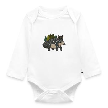 Cute Mountain Tapir Illustration - Adorable Animal - Organic Longsleeve Baby Bodysuit - white - Front