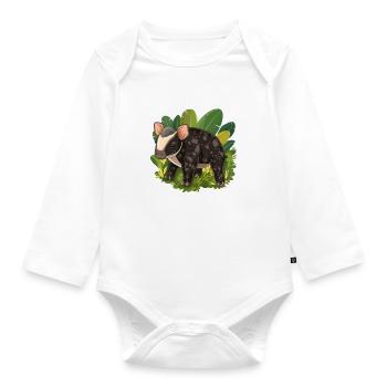 Cute Mountain Tapir Illustration - Adorable Animal - Organic Longsleeve Baby Bodysuit - white - Front