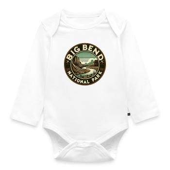 Big Bend National Park Vintage Round Mountains - Organic Longsleeve Baby Bodysuit - white - Front