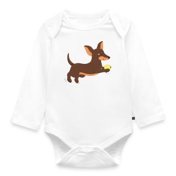 Dackel Welpe - Baby Bio-Langarm-Body - Weiß - Vorne