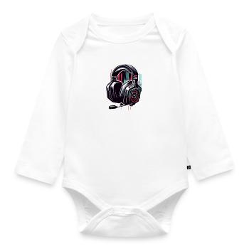 Gamer Shirt Don't disturb Gaming in Progress - Organic Longsleeve Baby Bodysuit - white - Front