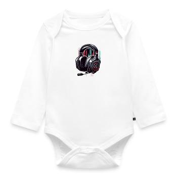 Gaming My Superpower Shirt Street Art Style - Baby Bio-Langarm-Body - Weiß - Vorne