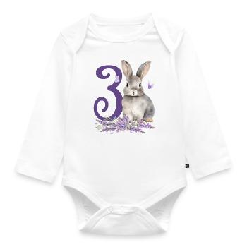 Geburtstag 3 Hase Waldtier Mädchen Drei 3 Jahre al - Baby Bio-Langarm-Body - Weiß - Vorne