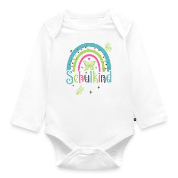 Schulkind 2024 Mädchen Regenbogen Einschulung 2024 - Baby Bio-Langarm-Body - Weiß - Vorne