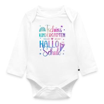 Schulkind 2024 Mädchen Regenbogen Einschulung 2024 - Baby Bio-Langarm-Body - Weiß - Vorne