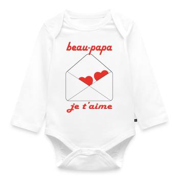 Beautiful daddy I love you - Organic Longsleeve Baby Bodysuit - white - Front