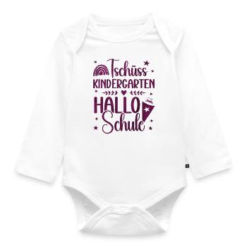 Schulkind 2024 Mädchen Regenbogen Einschulung 2024 - Baby Bio-Langarm-Body - Weiß - Vorne