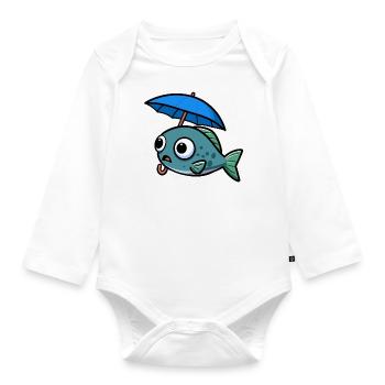 Eau Lac Mer Poisson Parapluie Pluie - Body Bébé bio manches longues - blanc - Devant