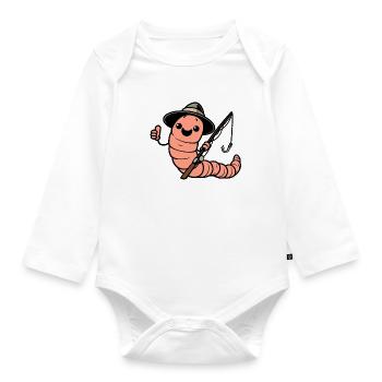 Chapeau de pêche au ver de pêcheur Crochet de ver de terre Fisherman - Body Bébé bio manches longues - blanc - Devant