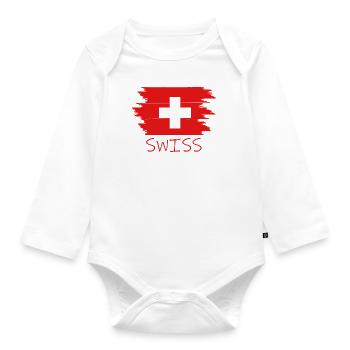 Swiss Schweiz Switzerland - Baby Bio-Langarm-Body - Weiß - Vorne