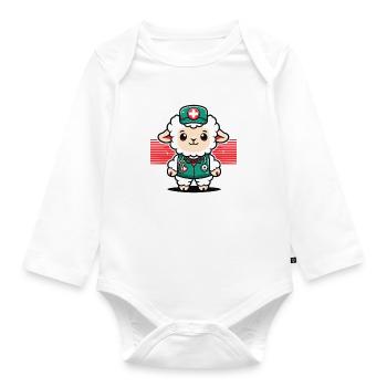 Ambulamb Lamm Schaf Krankenschwester Krankenwagen Arzt Paramed - Baby Bio-Langarm-Body - Weiß - Vorne
