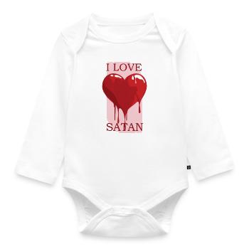Love Satan Dripping Heart - Organic Longsleeve Baby Bodysuit - white - Front