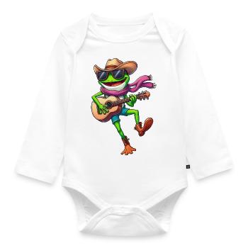 Dancing Frog Fiesta - Organic Longsleeve Baby Bodysuit - white - Front