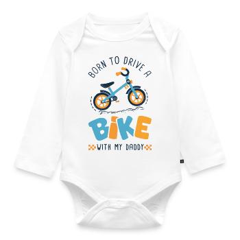 Born to ride a bike with my daddy birth baby - Organic Longsleeve Baby Bodysuit - white - Front
