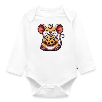 Süße Maus Keks Nachtisch Cartoon - Baby Bio-Langarm-Body - Weiß - Vorne