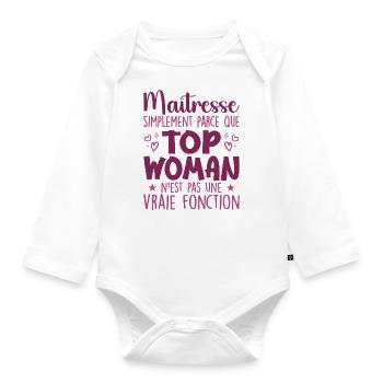 Mistress Top Woman - Mistress Gift - Organic Longsleeve Baby Bodysuit - white - Front