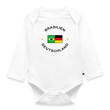 Drapeau du Brésil et de l’Allemagne - Body Bébé bio manches longues - blanc - Devant
