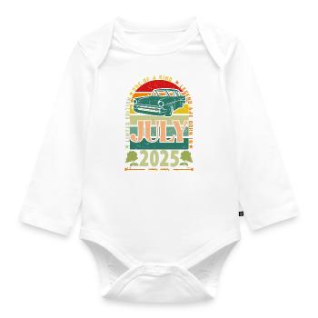 Geburtstagsgeschenk Juli 2025. - Baby Bio-Langarm-Body - Weiß - Vorne