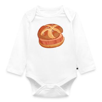 Comic Leberkäs Leberkäse Fleischkäse Brötchen - Baby Bio-Langarm-Body - Weiß - Vorne
