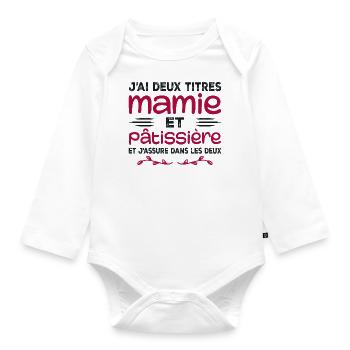 Granny and Pastry Chef | Grandma | Pastry - Organic Longsleeve Baby Bodysuit - white - Front
