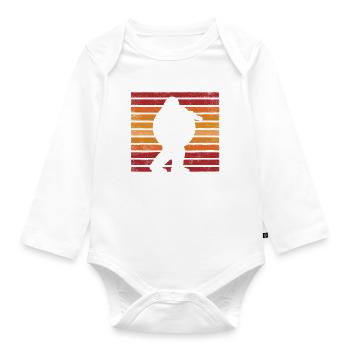 Flûte traversière Sasquatch Bigfoot Sunset Vintage - Body Bébé bio manches longues - blanc - Devant