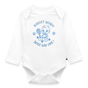 Tennis Baby Bodysuits Romper Racket Ready - Organic Longsleeve Baby Bodysuit - white - Front