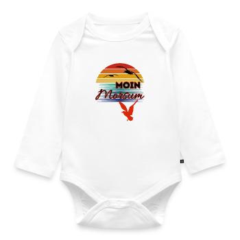 Moin Morsum avec mouette dans le style rétro-Sylt-Morsum - Body Bébé bio manches longues - blanc - Devant