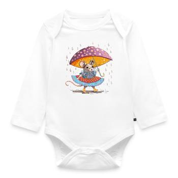 Es regnet - Baby Bio-Langarm-Body - Weiß - Vorne