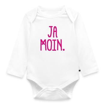 Ja Moin! - Guten Morgen - Nordsee - Ostsee - Anker - Baby Bio-Langarm-Body - Weiß - Vorne