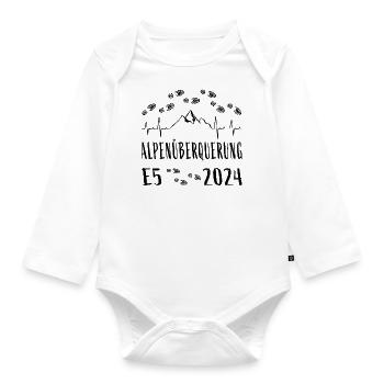 Alpenüberquerung E5 2024 Herzschlag - Baby Bio-Langarm-Body - Weiß - Vorne