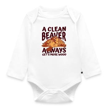 Clean Beaver bekommt immer mehr Holz nach Norden - Baby Bio-Langarm-Body - Weiß - Vorne