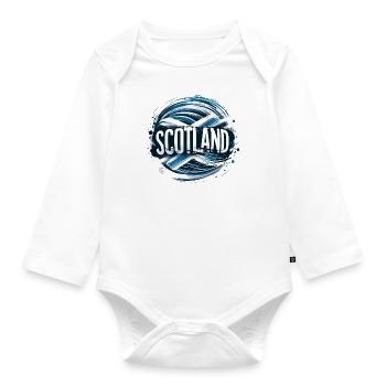 Scotland Lettering Schottland - Baby Bio-Langarm-Body - Weiß - Vorne