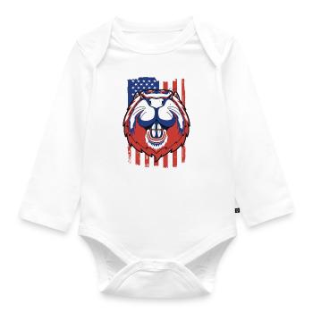Biber Amerikanische Flagge Eurasischer Castor Canadensis - Baby Bio-Langarm-Body - Weiß - Vorne