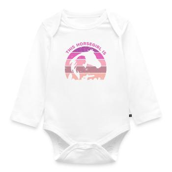 Geburtstag 14 Mädchen Pferd Reiten Stall Fourteen - Baby Bio-Langarm-Body - Weiß - Vorne