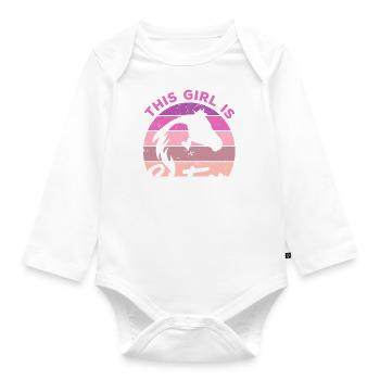 Geburtstag 16 Mädchen Pferd Reiten Stall Sechzehn - Baby Bio-Langarm-Body - Weiß - Vorne