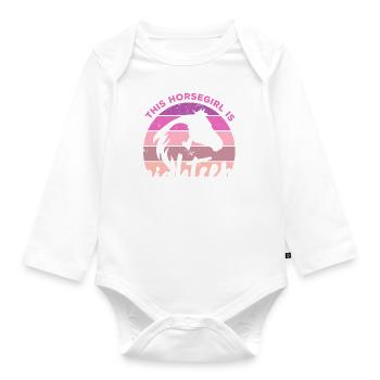 Geburtstag 18 Mädchen Pferd Reiten Stall Achtzehn - Baby Bio-Langarm-Body - Weiß - Vorne
