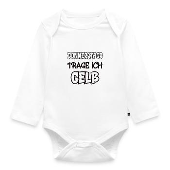 On Thursdays I wear yellow Saying Color yellow - Organic Longsleeve Baby Bodysuit - white - Front