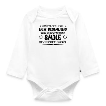 Everyday is a new beginning - Inspirational - Organic Longsleeve Baby Bodysuit - white - Front
