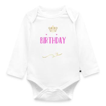 Geburtstag 19 Mädchen Birthday Girl Krone Neunzehn - Baby Bio-Langarm-Body - Weiß - Vorne