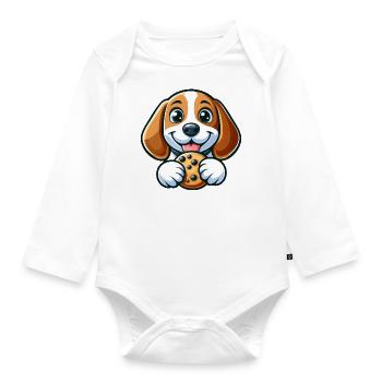 Süßer Beagle Hund süße Kekse Nachtisch - Baby Bio-Langarm-Body - Weiß - Vorne