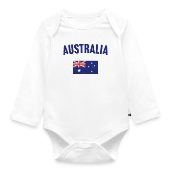 Australia Flag - Organic Longsleeve Baby Bodysuit - white - Front