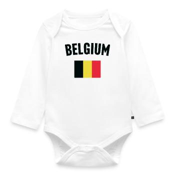 Belgische Flagge - Baby Bio-Langarm-Body - Weiß - Vorne
