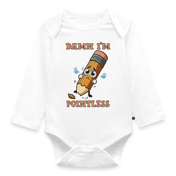 Damn I'm pointless - Organic Longsleeve Baby Bodysuit - white - Front