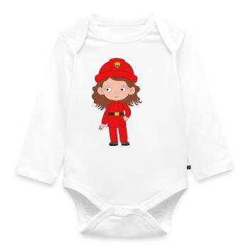 Feuerwehrmädchen - Baby Bio-Langarm-Body - Weiß - Vorne