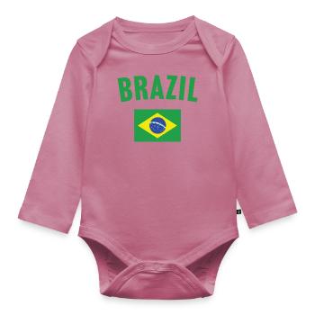 Drapeau du Brésil - Body Bébé bio manches longues - mauve - Devant