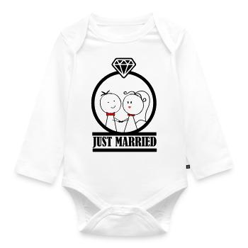 married couple just married 001 - Organic Longsleeve Baby Bodysuit - white - Front