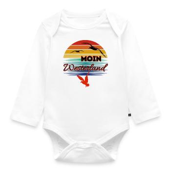 Moin Westerland mit Möwe im Retro Style-Westerland - Baby Bio-Langarm-Body - Weiß - Vorne
